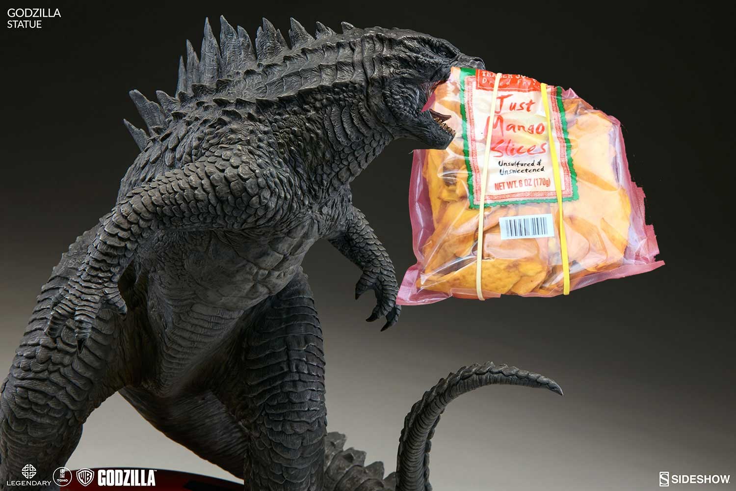 Godzilla eating dried mango